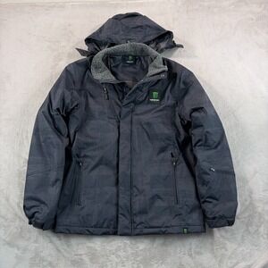 Monster Energy Winter Ski Coat Removal Hooded Jacket Men Medium Sherpa Lined